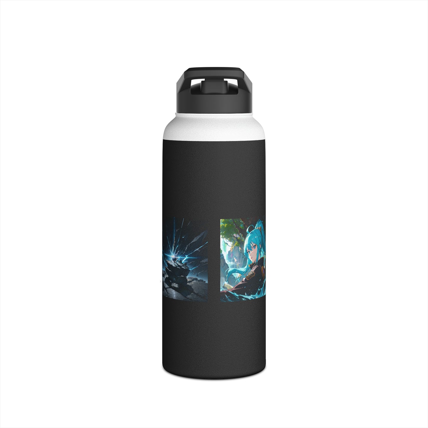 The Rising Stainless Steel Water Bottle, Standard Lid, Black