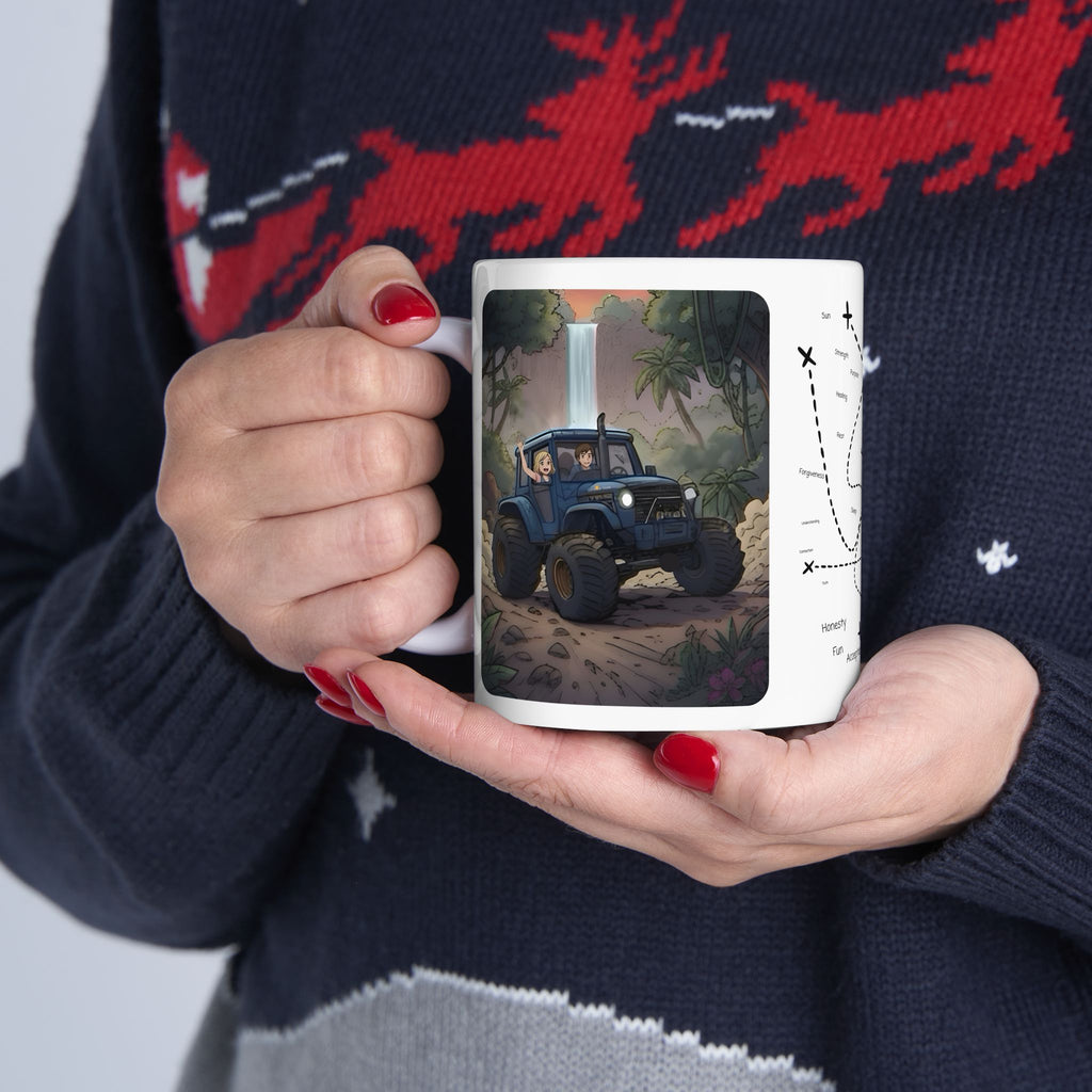 Adventure 4x4 Trucks #14, Farm Workers On The Go White Ceramic Mug — Find Your Path To The Essentials Cup (11oz & 15oz)
