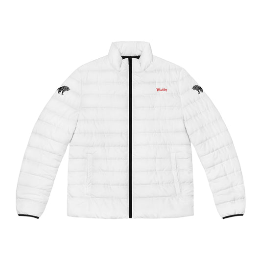 Men's White Puffer Jacket (AOP)