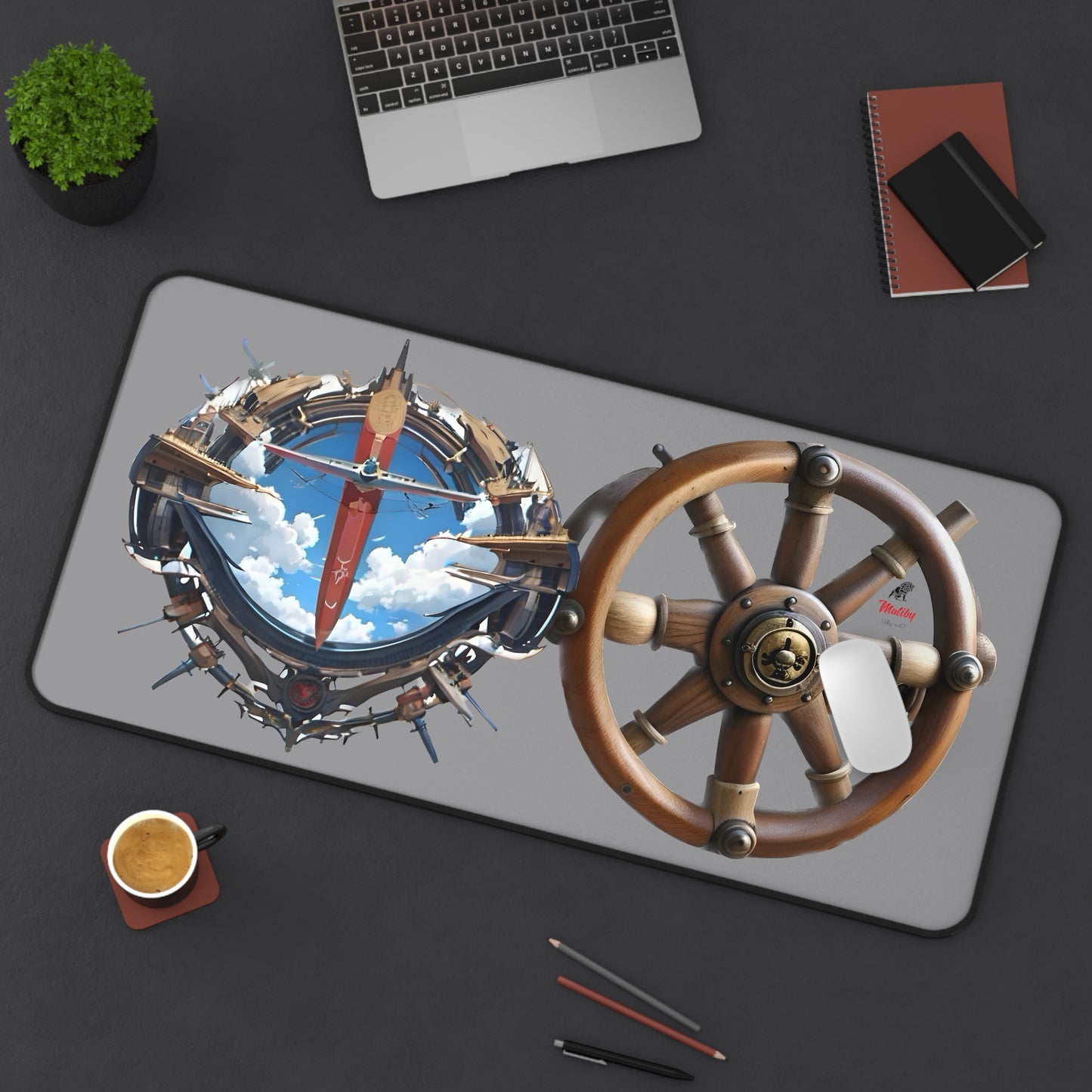 Nautical Desk Mat, Grey