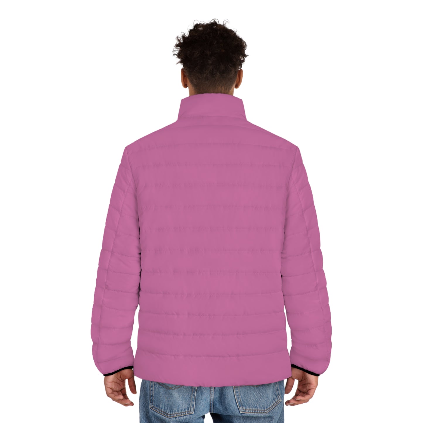 Men's Pink Puffer Jacket (AOP)