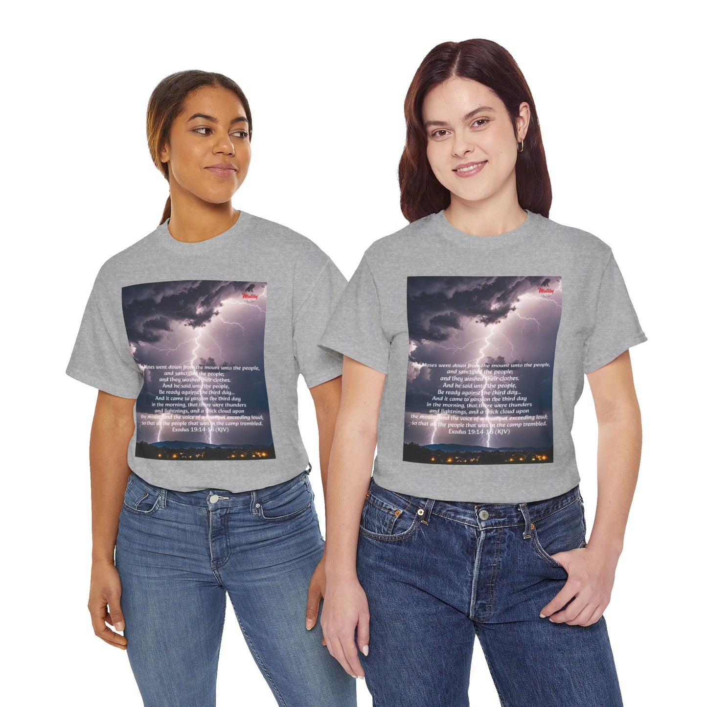 Lightning Style People Tremble Unisex Heavy Cotton Tee, Dual Side, W Font