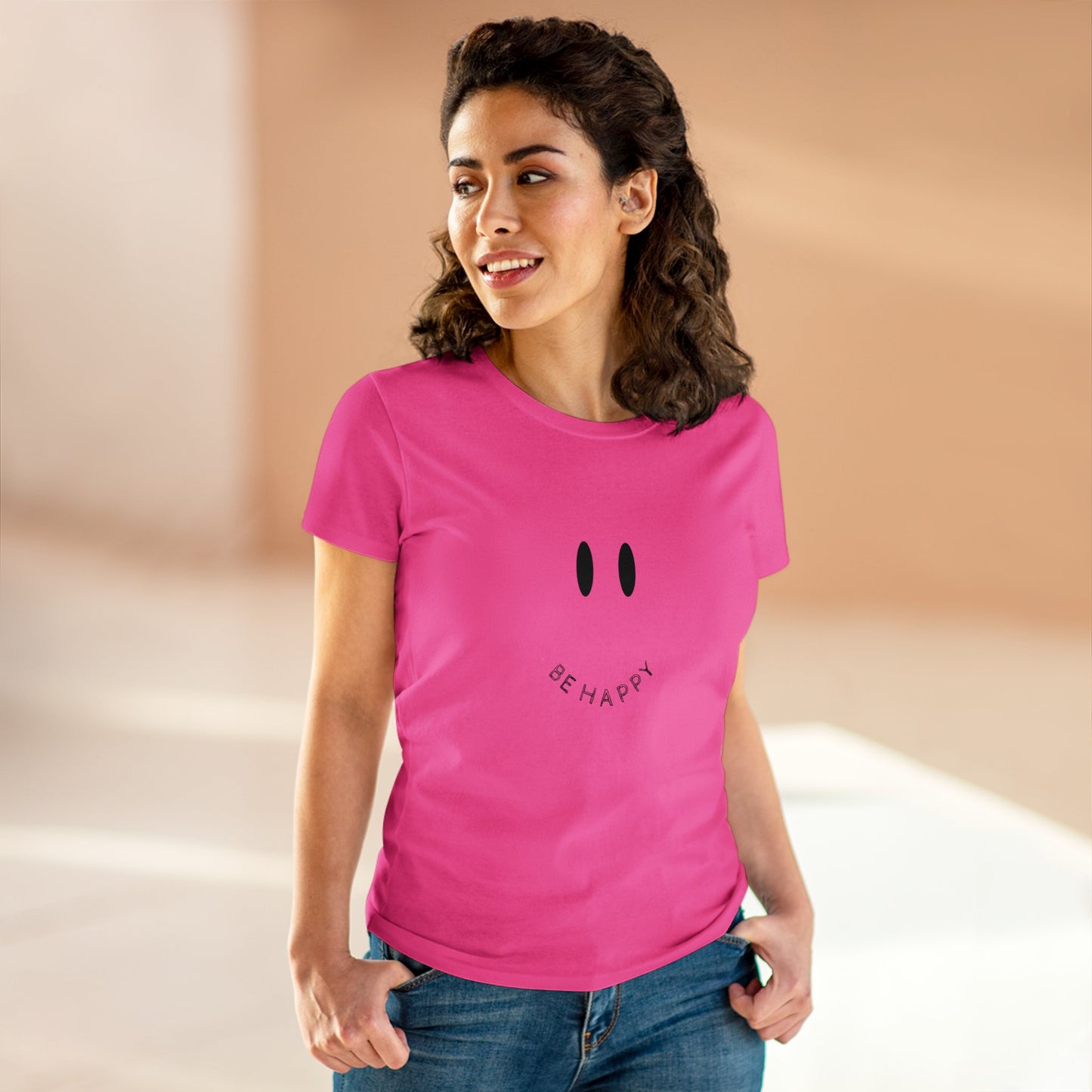 Women's Be Happy Midweight Cotton Tee