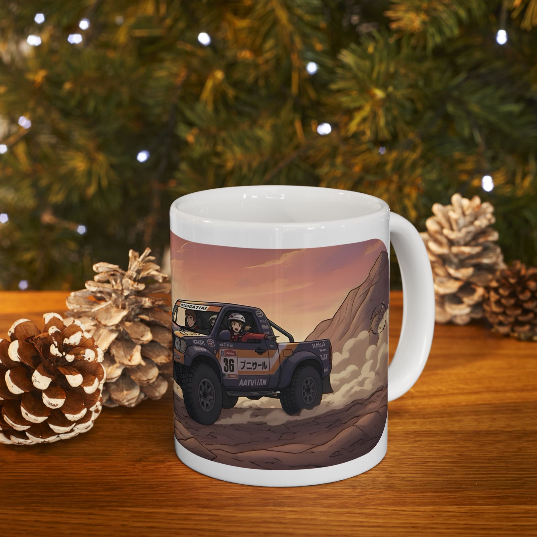Adventure 4x4 Trucks #21, Dakar Rally Team Racers On The Go White Ceramic Mug — Find Your Path To The Essentials Cup (11oz & 15oz)