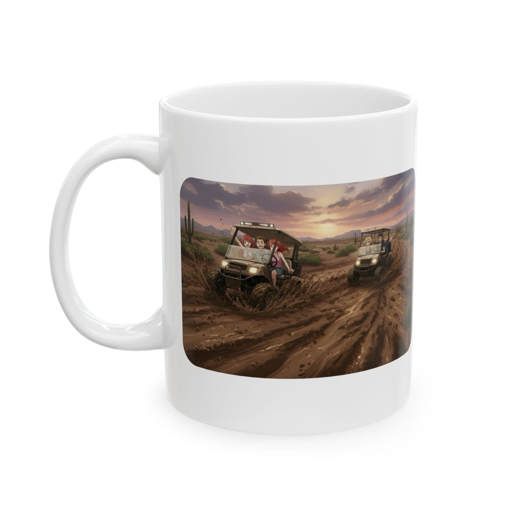 Anime Golf Cart Mud Racing Adventures #3 White Ceramic Mug — Find Your Path To The Essentials Cup (11oz & 15oz)