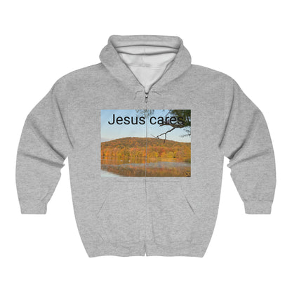 Jesus Cares Unisex Heavy Blend™ Full Zip Hooded Sweatshirt