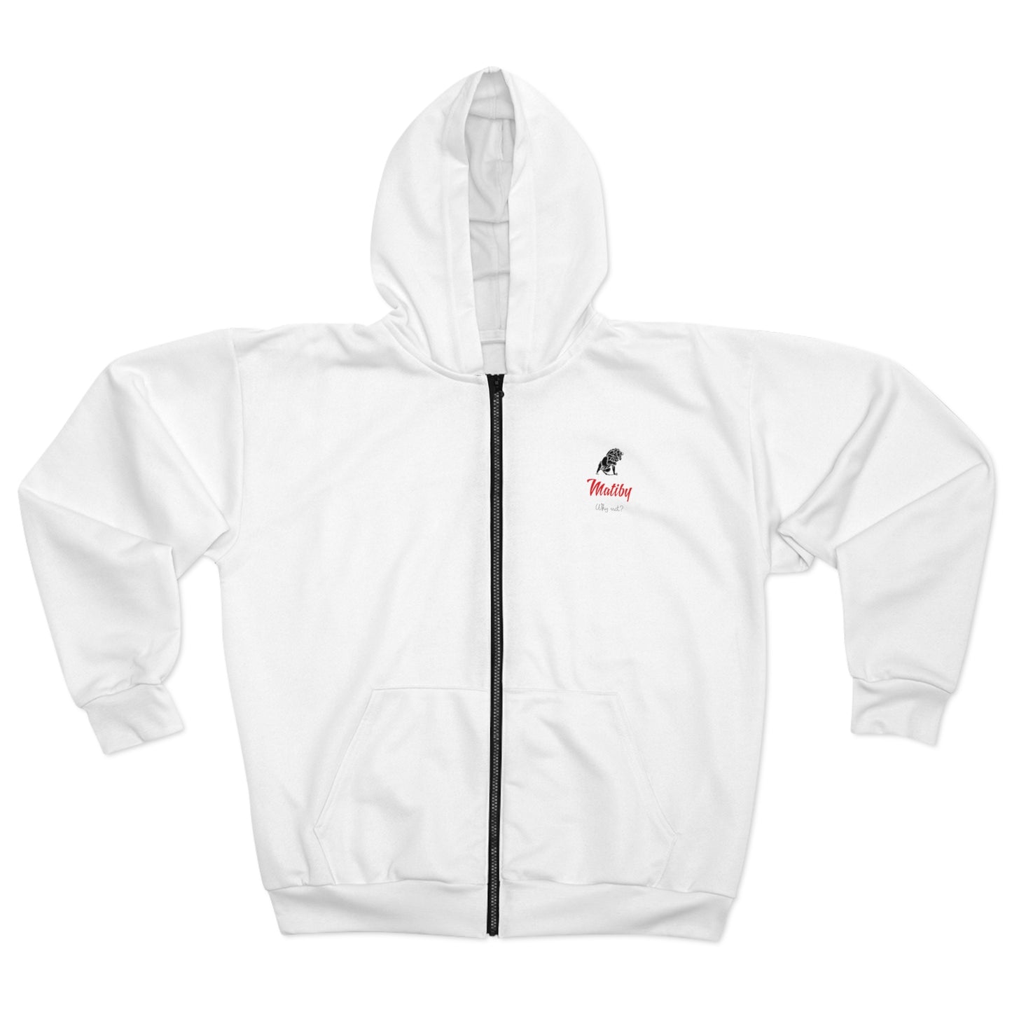 Matiby White Unisex Zip Hoodie (AOP)