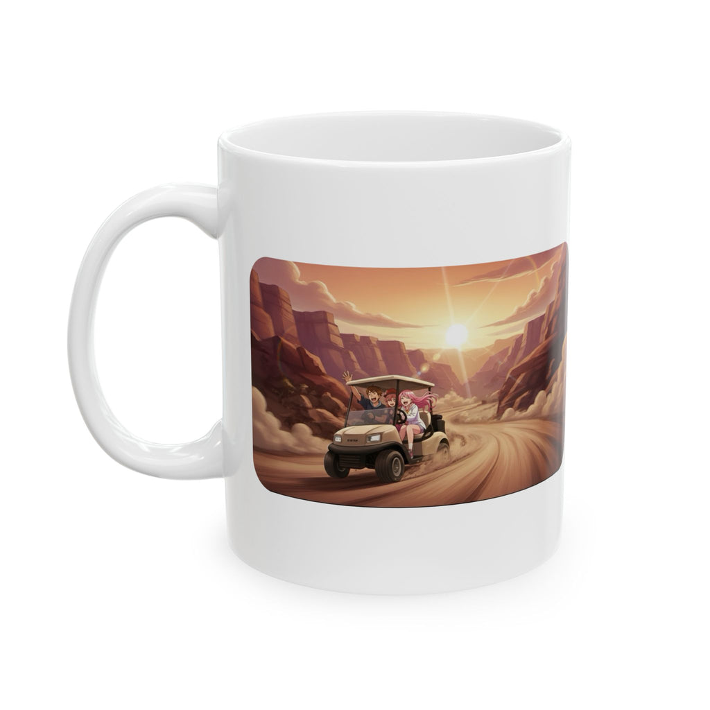Anime Golf Cart Seasonal Adventures #7 White Ceramic Mug — Find Your Path To The Essentials Cup (11oz & 15oz)