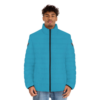 Men's Turquoise Puffer Jacket (AOP)