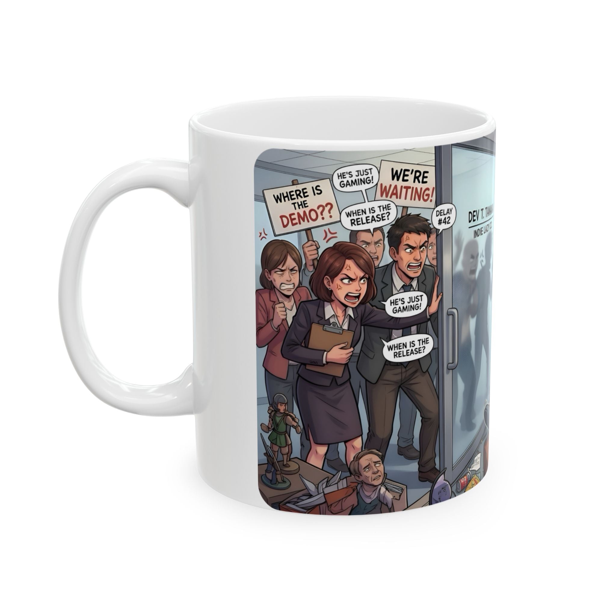 Game Dev Life White Ceramic Mug - Cozy Indie Gamer Retro ArcadeTea Cup (11oz, 15oz)