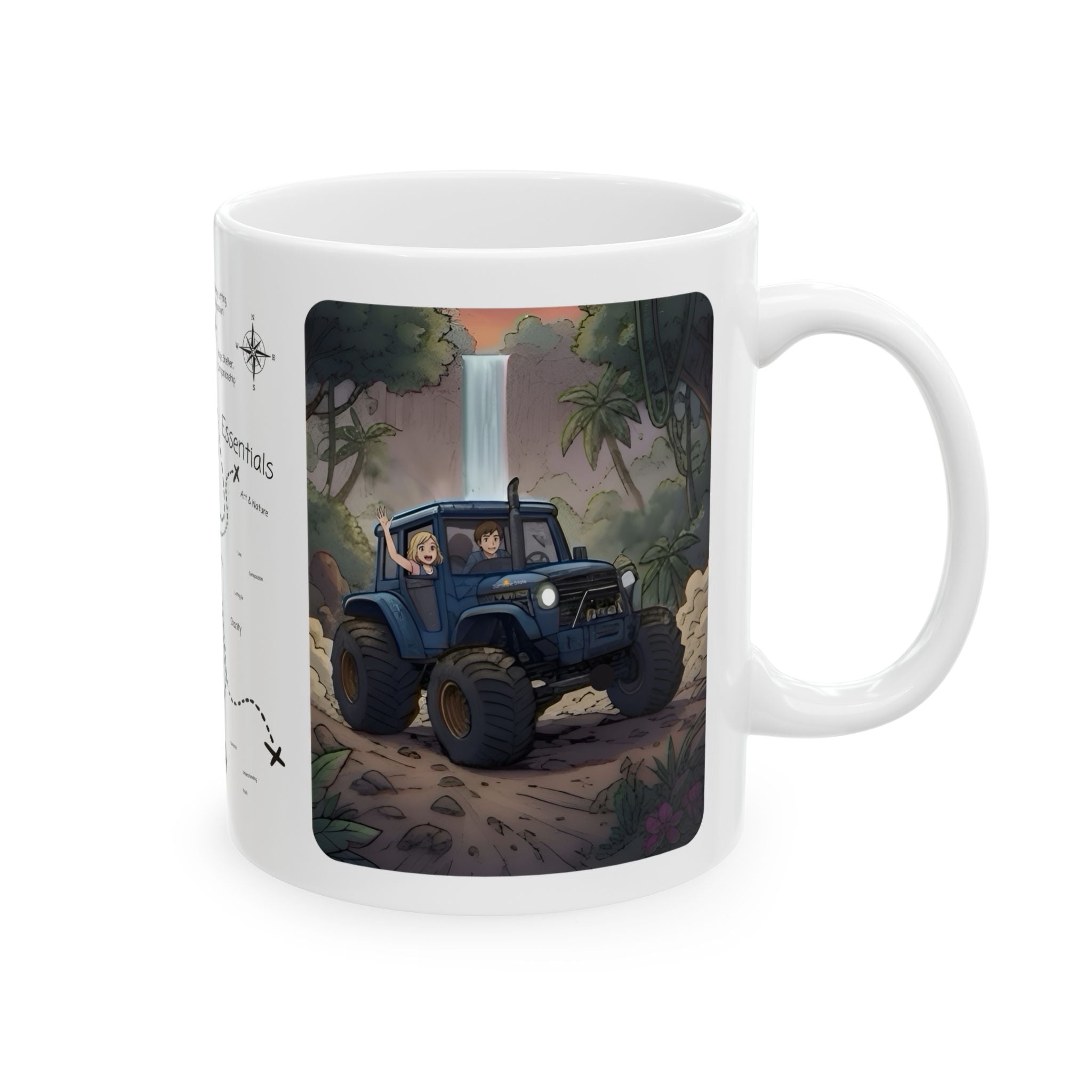 Adventure 4x4 Trucks #14, Farm Workers On The Go White Ceramic Mug — Find Your Path To The Essentials Cup (11oz & 15oz)