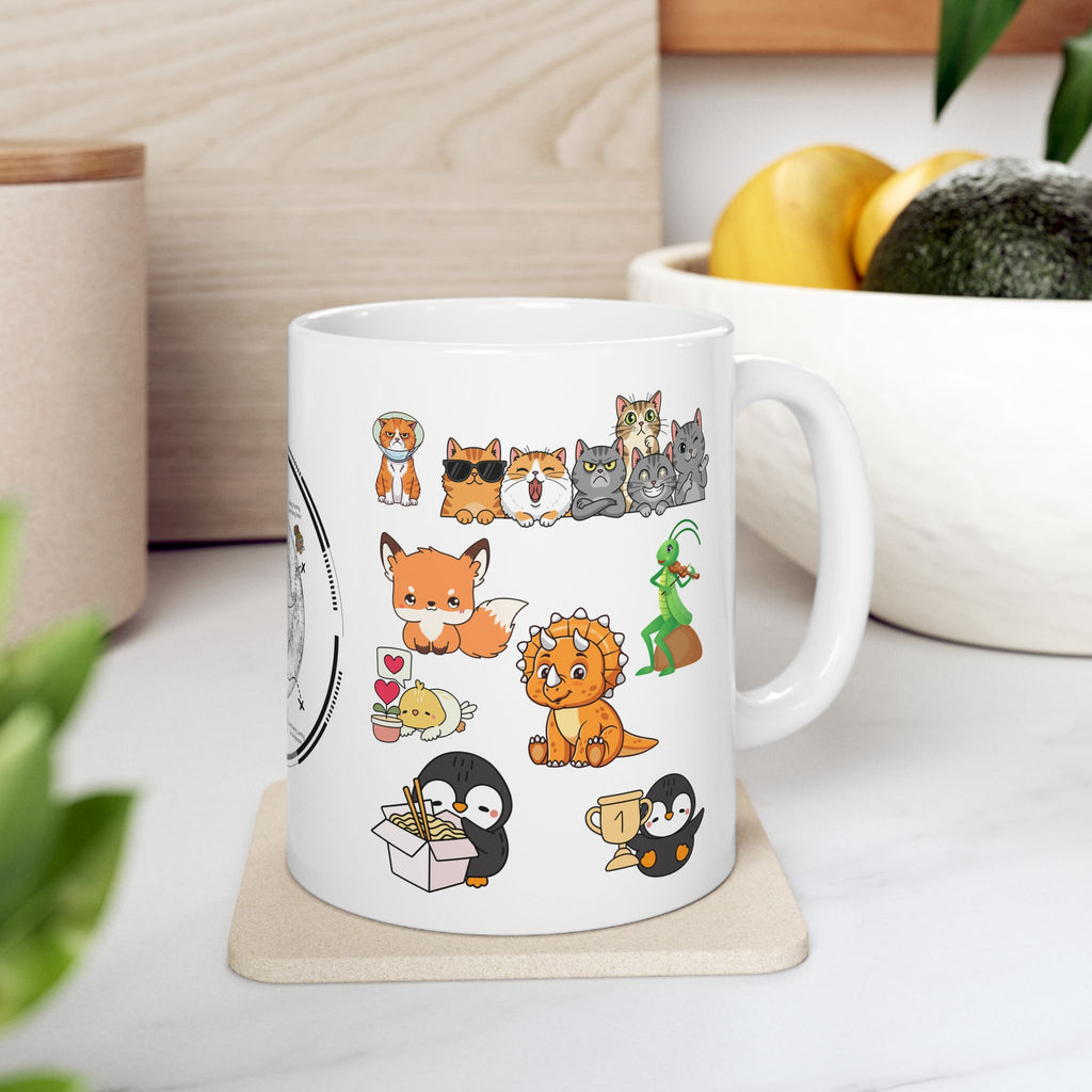 Playful & Cute Pets Decor #5 White Ceramic Mug — Adorable Animals To Brighten Your Day Cup (11oz & 15oz)