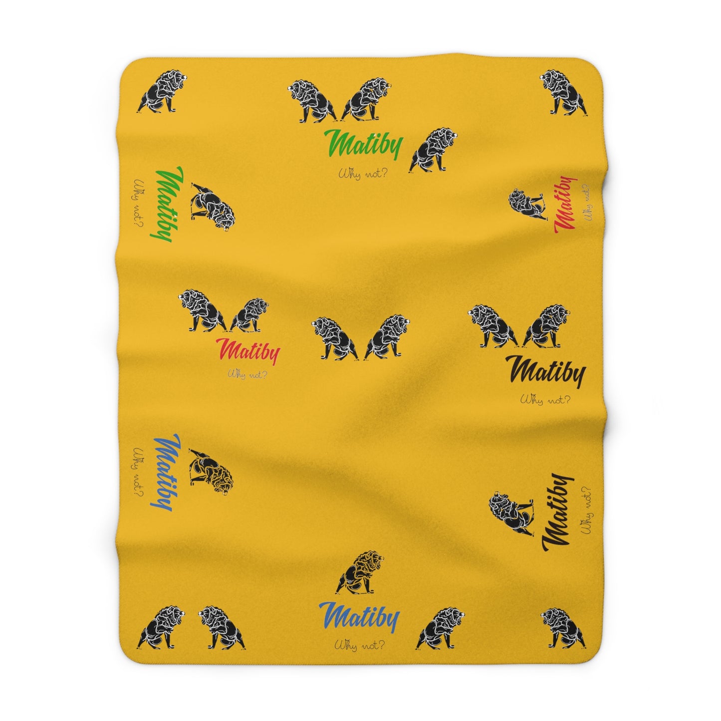 Matiby Lion Yellow Sherpa Fleece Blanket