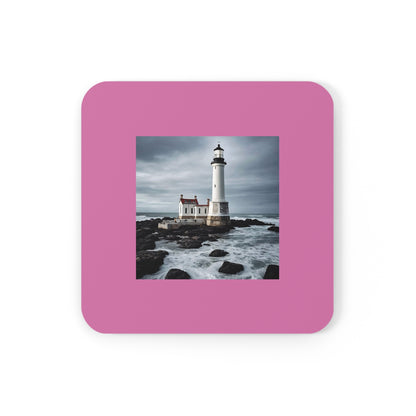 Matiby Lighthouse Light Pink Cork Back Coaster