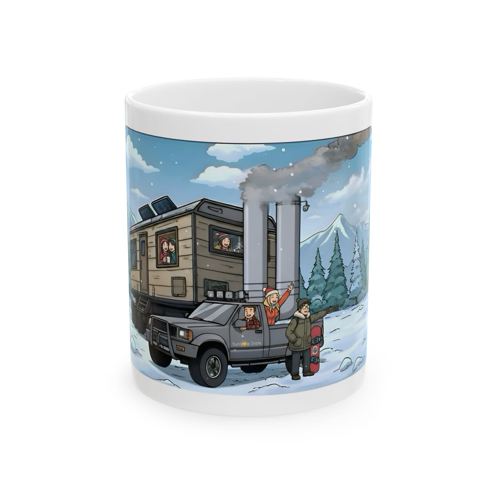 Sunshine State Pickup Trucks #14, Hauling Family Trailer White Ceramic Mug – Celebrating Companionship, Creativity & Life’s Little Wonders Cup (11oz/15oz)