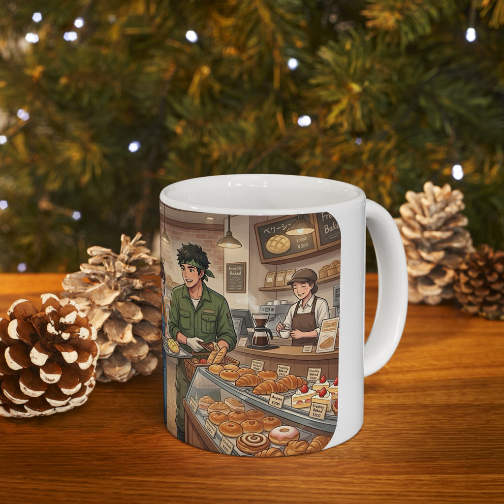 Cozy Family Bakery Trip White Ceramic Mug, Cute Gardener's Cafe Cup (11oz, 15oz)