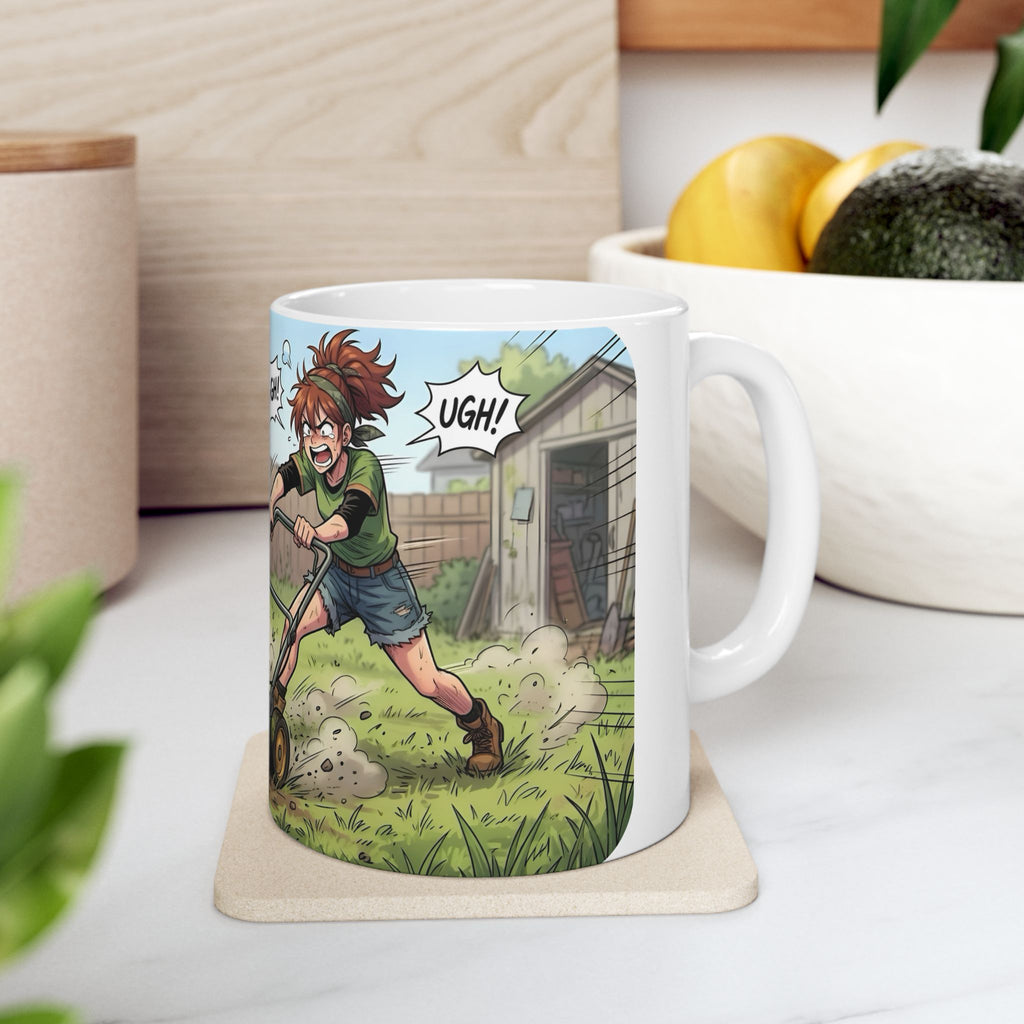 Wifey & The Lawn Mower White Ceramic Mug – Funny Mowing Gardener's Tea Cup (11oz & 15oz)