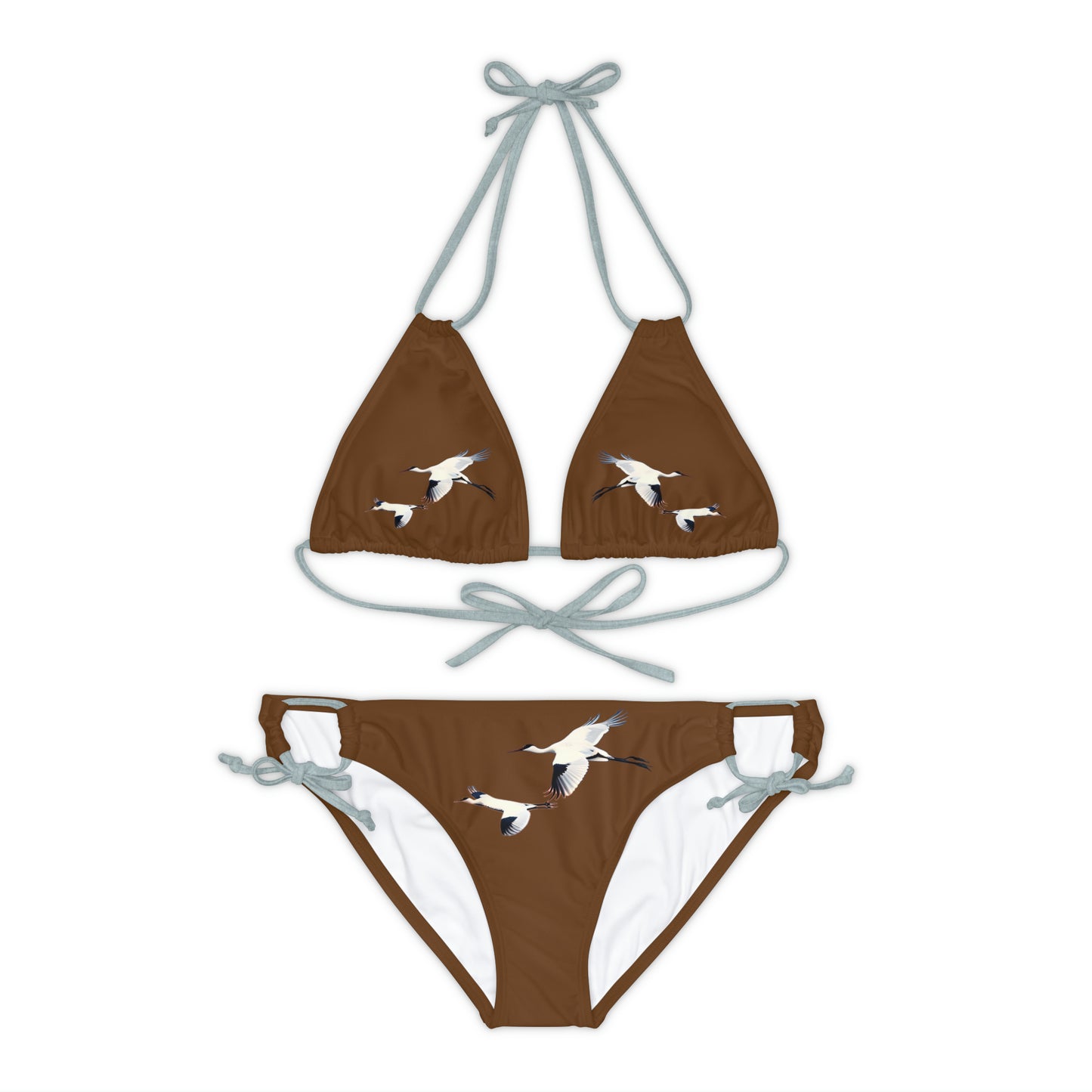 Brown Strappy Bikini Set (AOP)