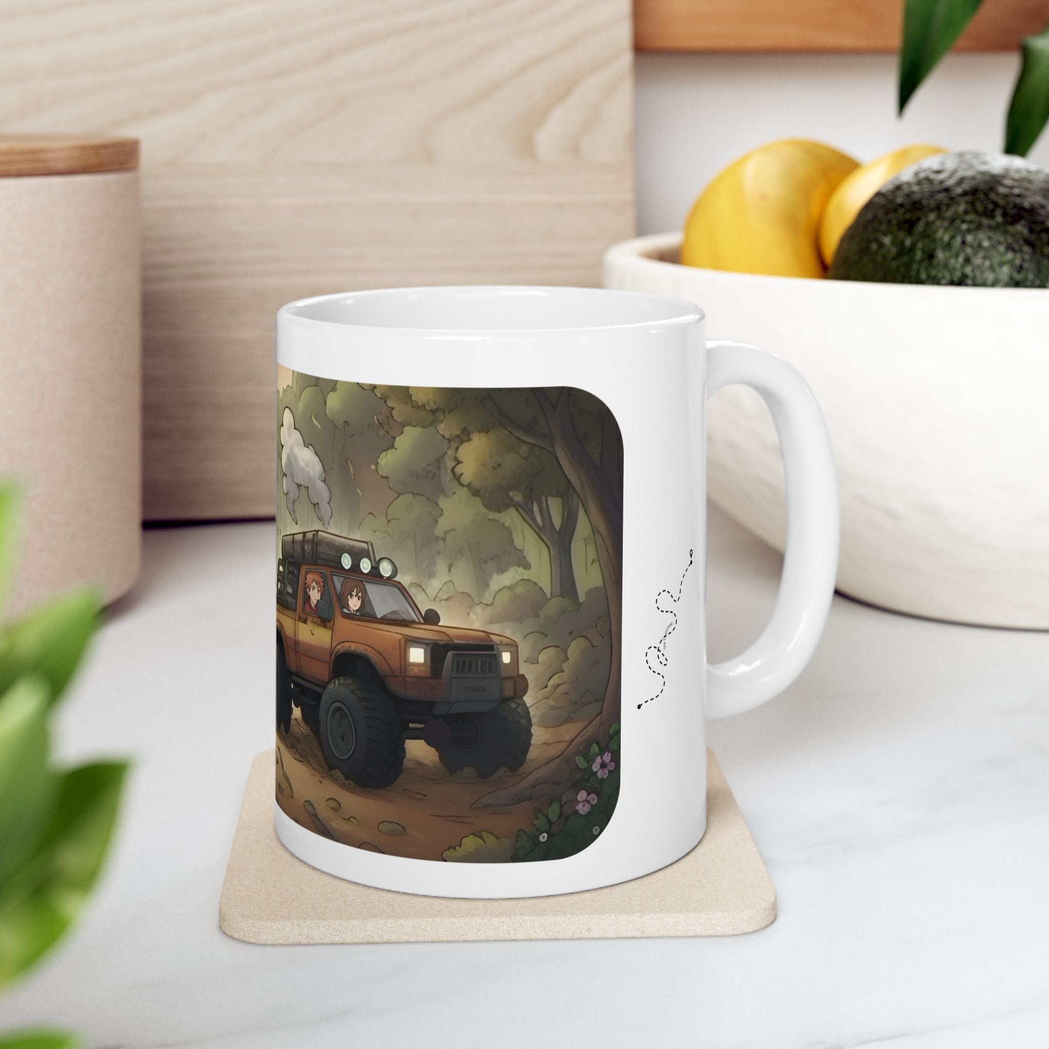 Adventure 4x4 Trucks #54, Container Haulers White Ceramic Mug — Find Your Path To The Essentials Cup (11oz & 15oz)