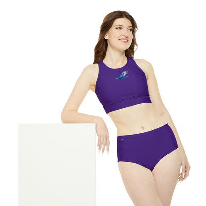 Purple Sporty Bikini Set (AOP)