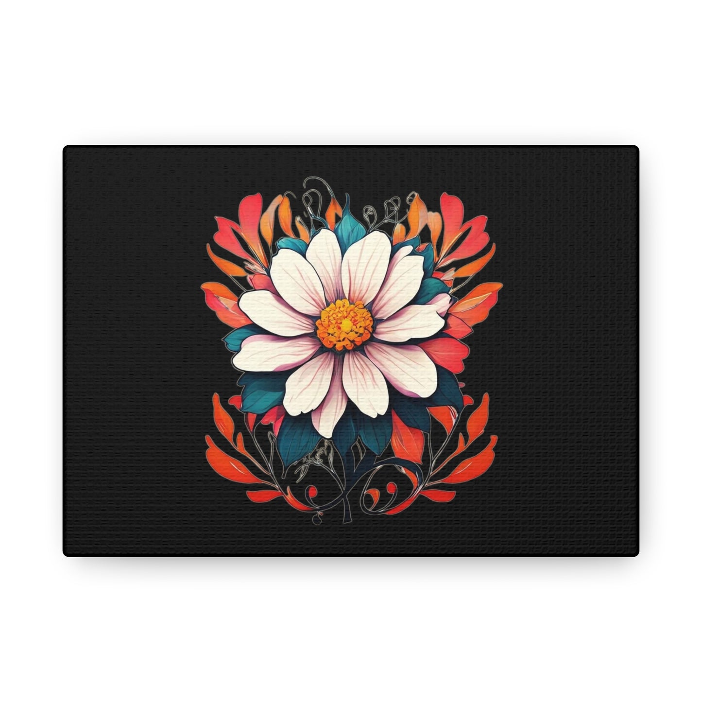 Floral Black Canvas Gallery Wraps