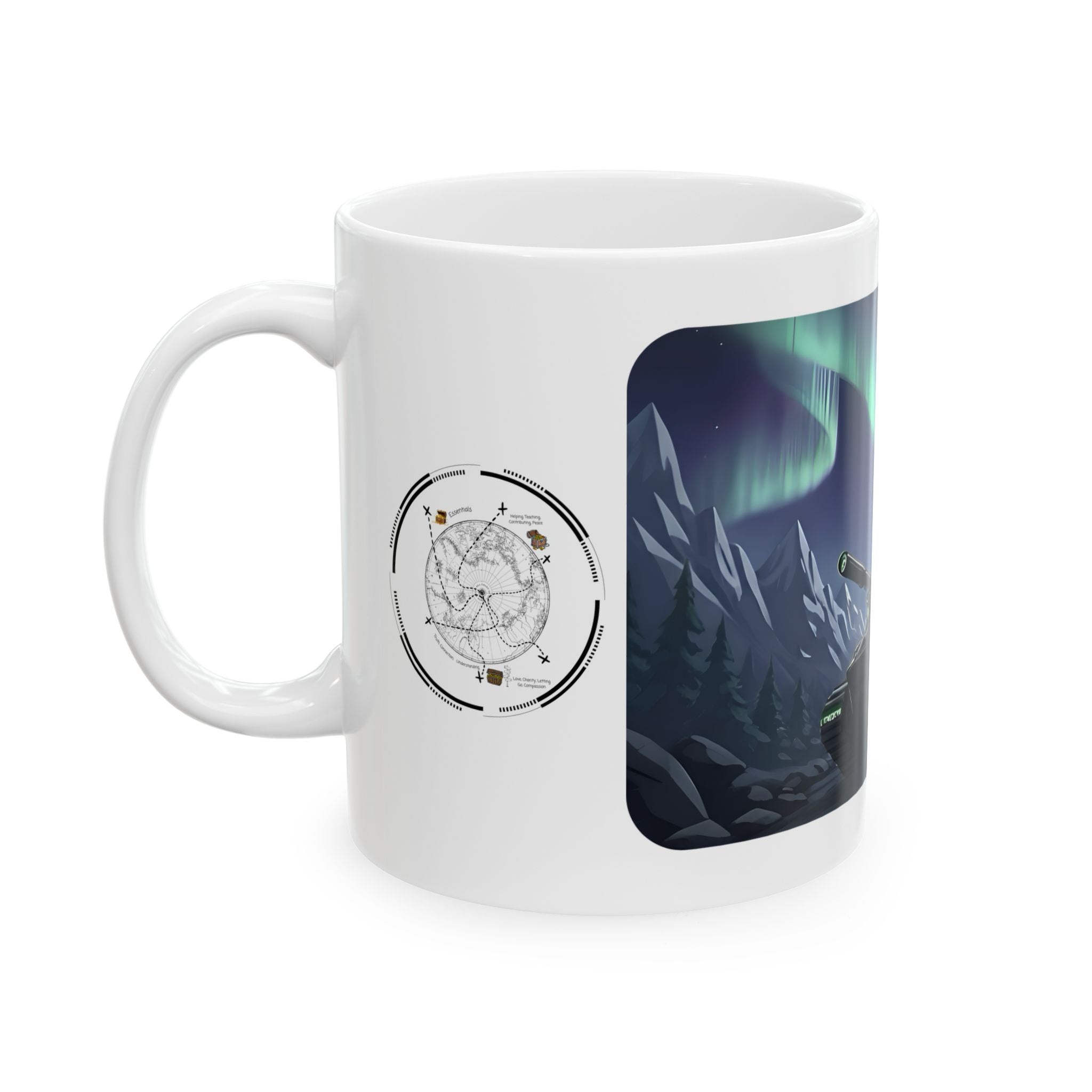 Aurora Borealis Northern Lights Vista White Ceramic Mug – Life’s Little Wonders Cup (11oz/15oz)