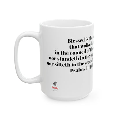 Bible Speaks Psalms 1:1 Ceramic Mug, 11oz