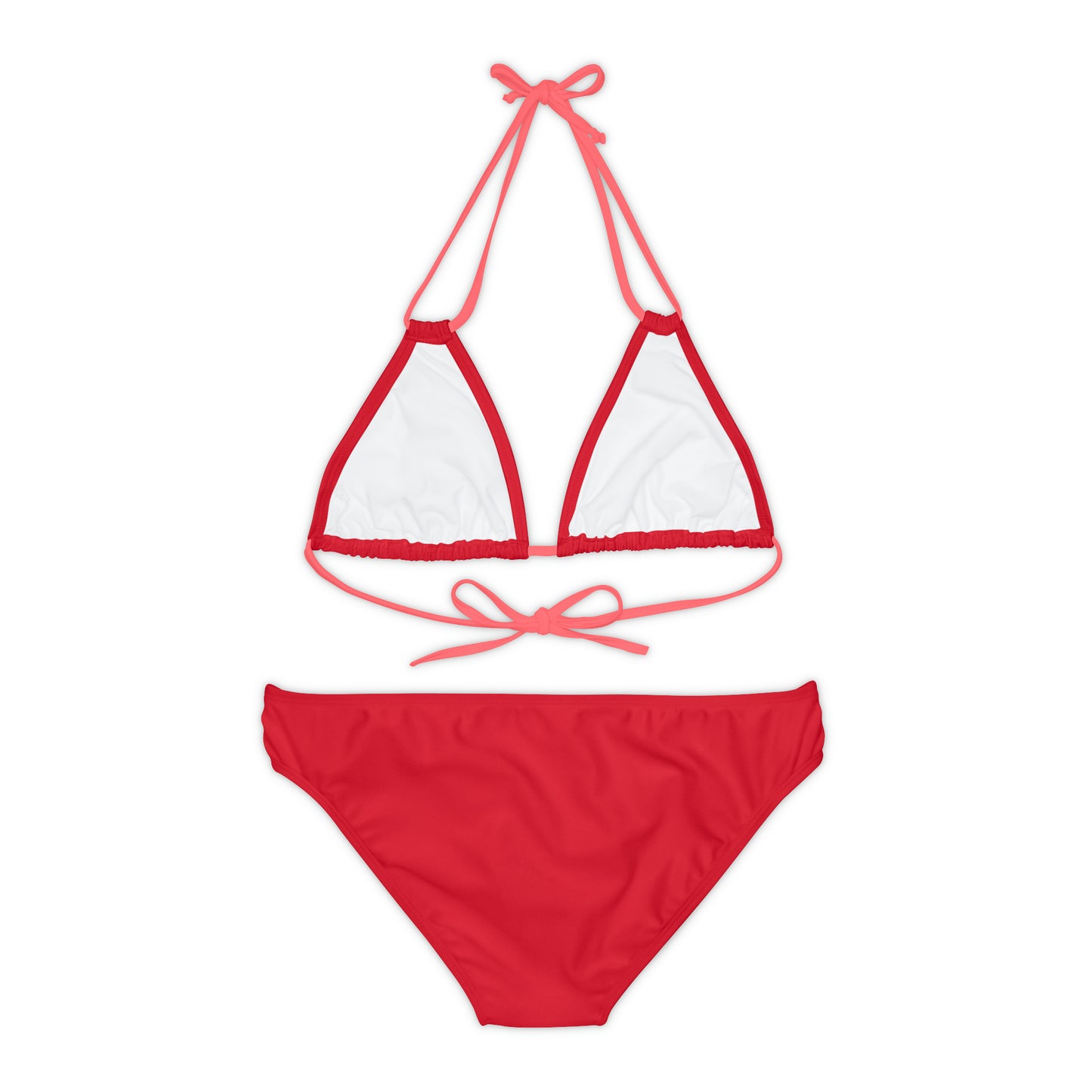 Dark Red Strappy Bikini Set (AOP)