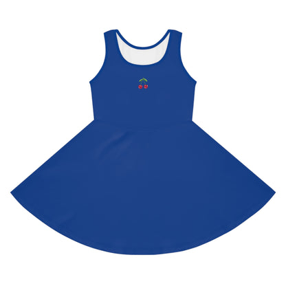 Girls' Dark Blue Sleeveless Sundress (AOP)