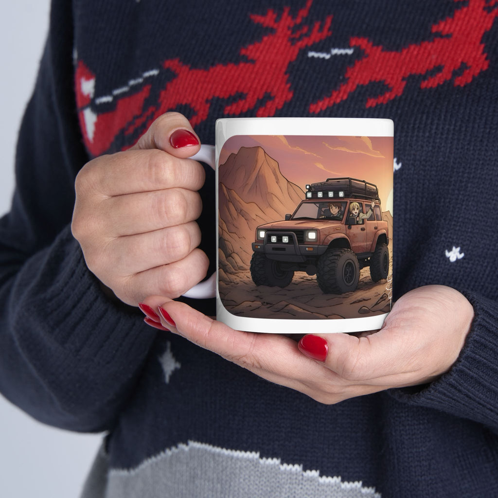Adventure 4x4 Trucks #26, Classmates & Nature Enthusiasts White Ceramic Mug — Find Your Path To The Essentials Cup (11oz & 15oz)