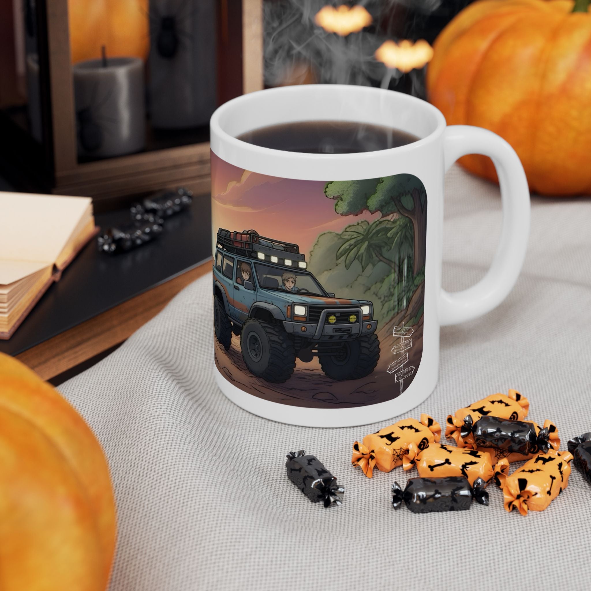 Adventure 4x4 Trucks #49, Gals, Guys, Mud, & Beefy Rides White Ceramic Mug — Find Your Path To The Essentials Cup (11oz & 15oz)