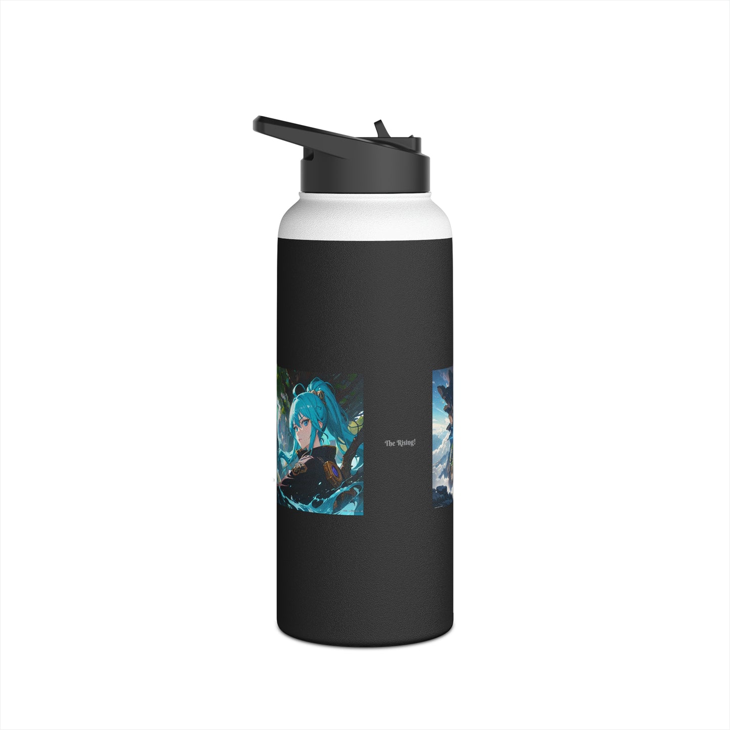 The Rising Stainless Steel Water Bottle, Standard Lid, Black