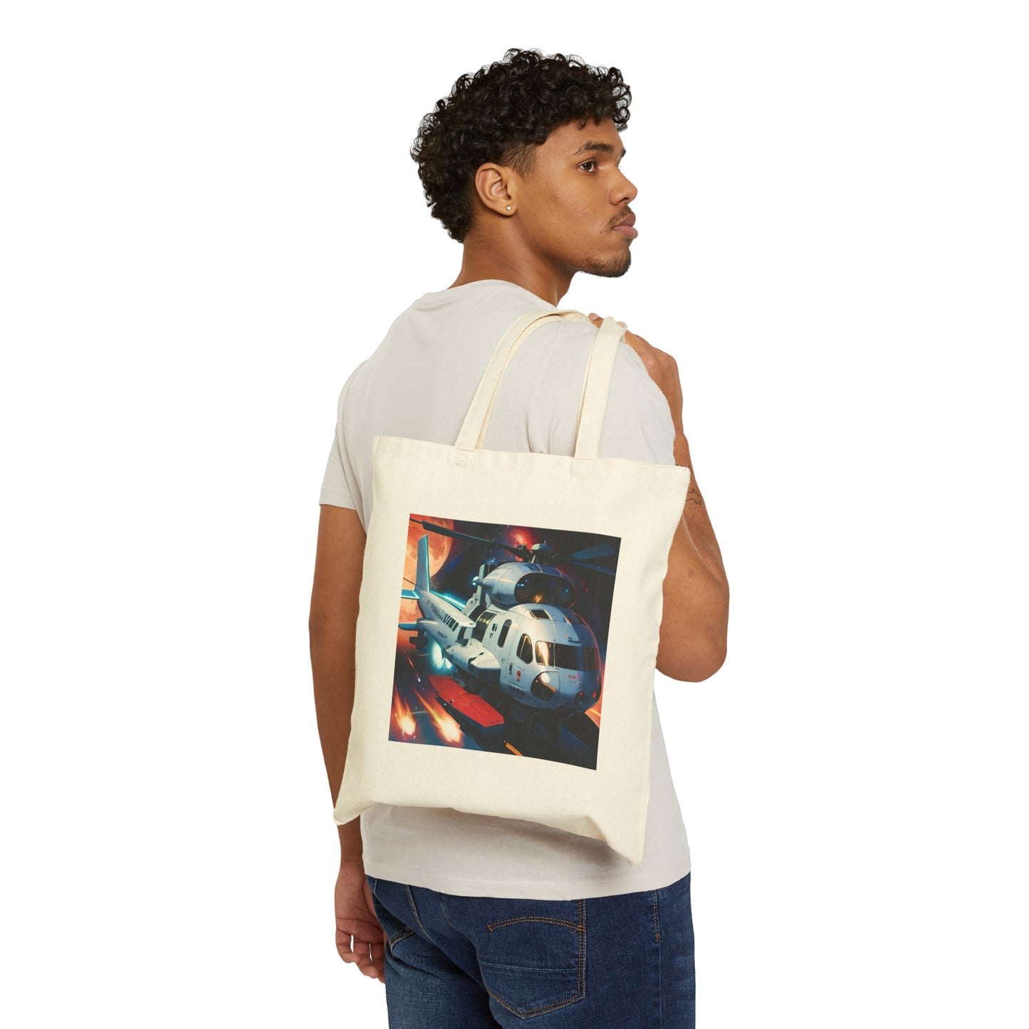 Helicopter Cotton Canvas Tote Bag