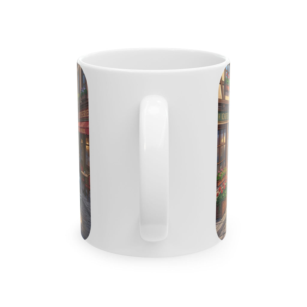 Vintage Village Roadtrip #2 White Ceramic Mug — Classic Cars & Happy Town Friends Cup (11oz, 15oz)