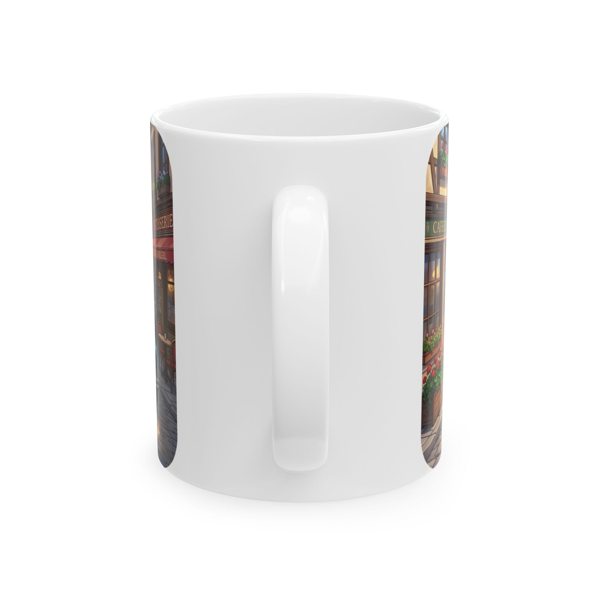 Vintage Village Roadtrip #2 White Ceramic Mug — Classic Cars & Happy Town Friends Cup (11oz, 15oz)