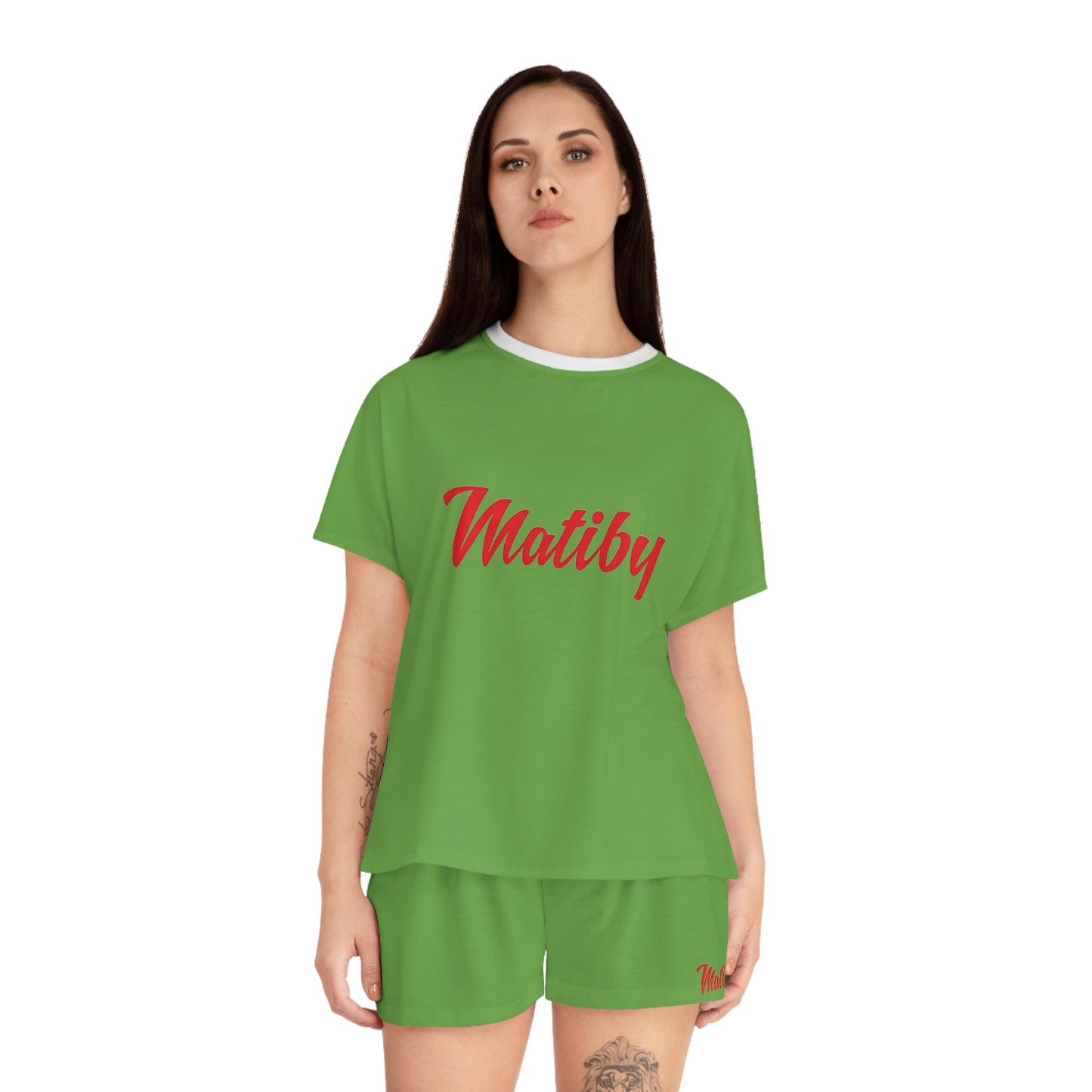 Matiby Women's Green Short Pajama Set (AOP)