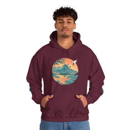 Japanese Blue Roses Landscape Unisex Heavy Blend™ Hooded Sweatshirt