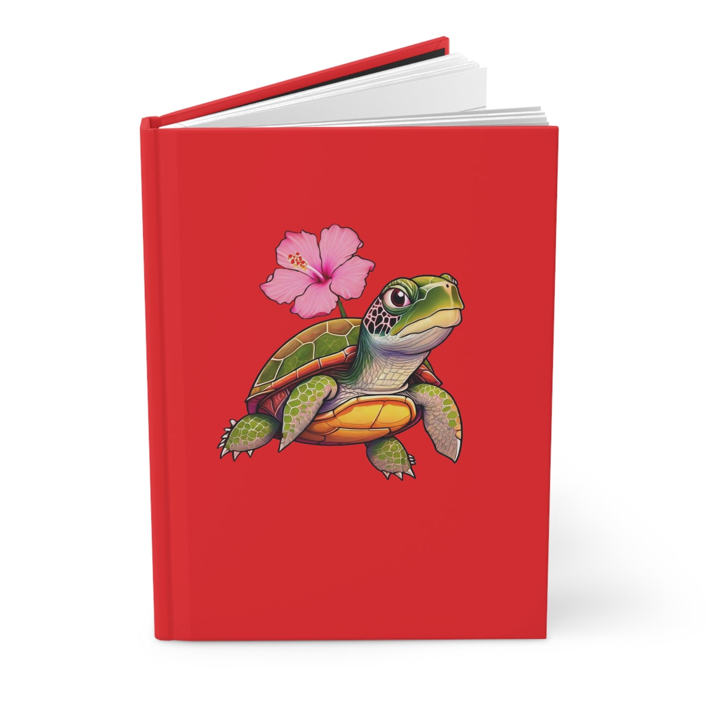 Turtle Rose Hardcover Journal Matte Red