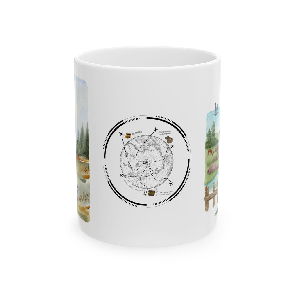 Peaceful Forest White Ceramic Mug — Aesthetic Nature Scenery Cup (11oz/15oz)