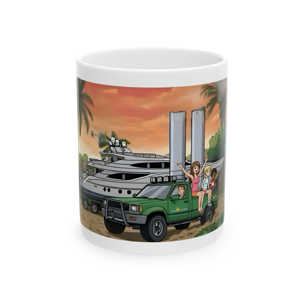 Sunshine State Pickup Trucks #2 Yacht Hauler White Ceramic Mug – Celebrating Companionship, Creativity & Life’s Little Wonders Cup (11oz/15oz)
