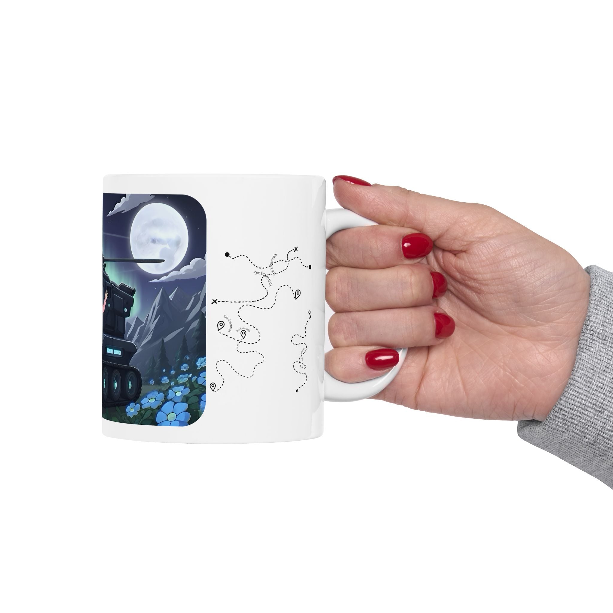 Flying Heli Tank & The Aurora Borealis White Ceramic Mug – Friends, Family & Imaginative Adventures, Celebrating Companionship, Creativity & Life’s Little Wonders Cup (11oz/15oz)