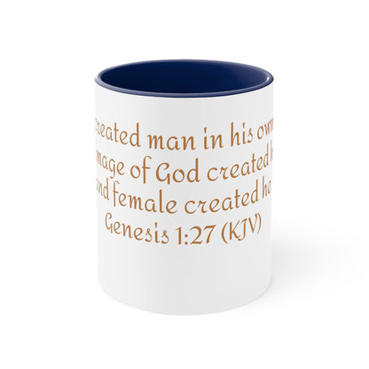 Bible Speaks Gen 1:27 Accent Mug, 11oz