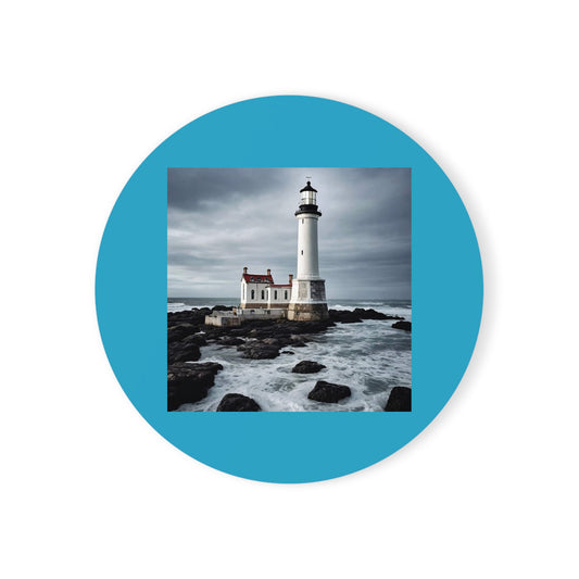 Matiby Lighthouse Turquoise Cork Back Coaster