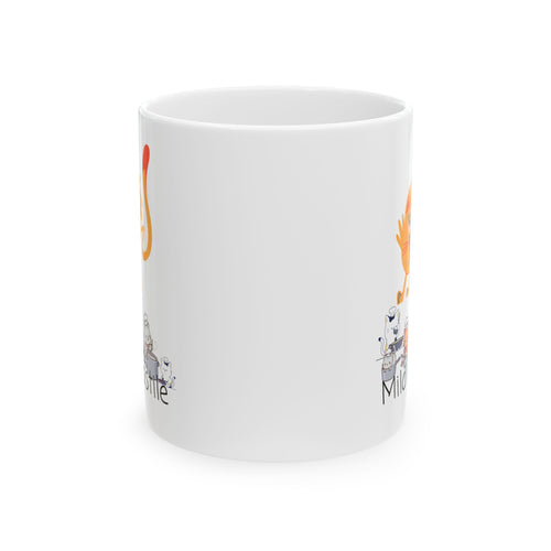 Adventurous Culinary Cats White Ceramic Mug (11oz/15oz), Mildly Hostile NNMK "No, Not My Kitty" Cup