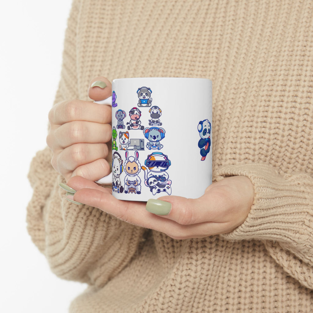 Game Dev Code White Ceramic Mug — Cute Gaming Panda & Adorables, 11oz/15oz