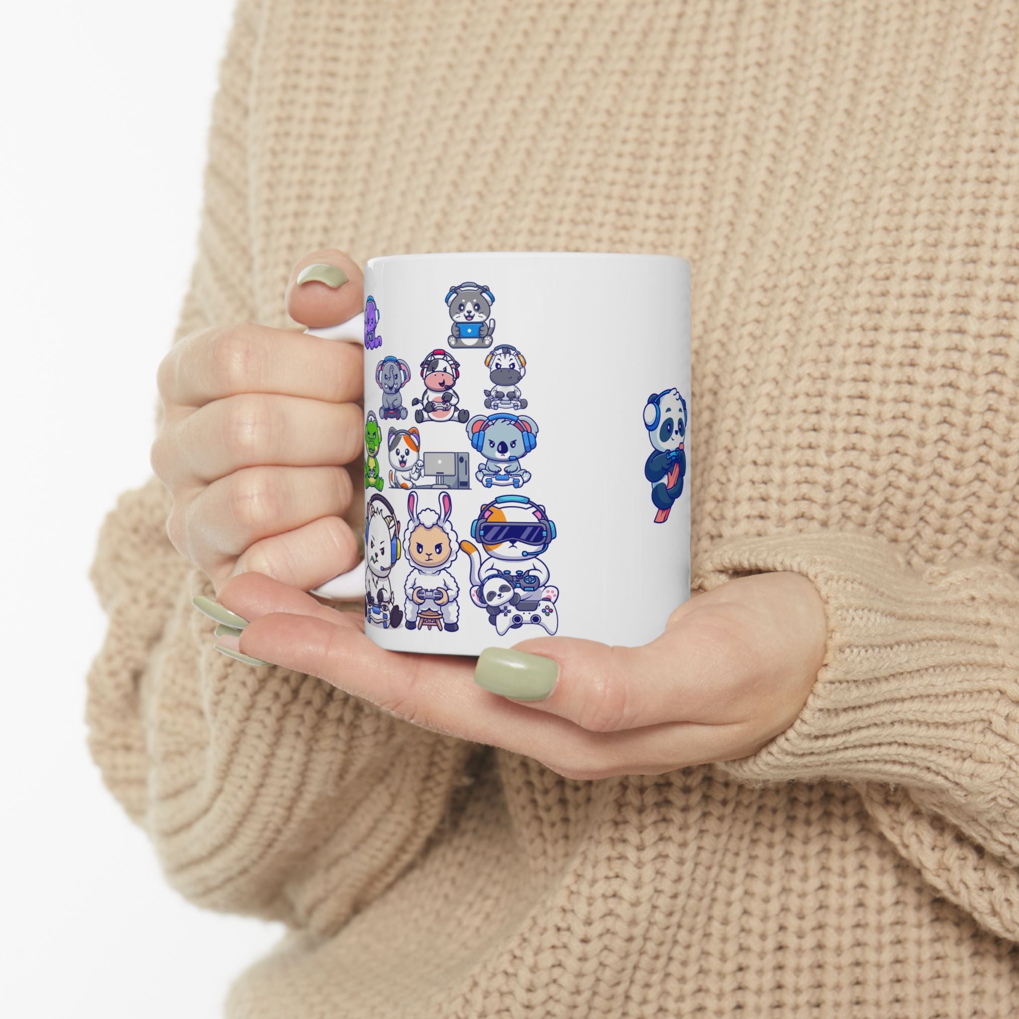 Game Dev Code White Ceramic Mug — Cute Gaming Panda & Adorables, 11oz/15oz