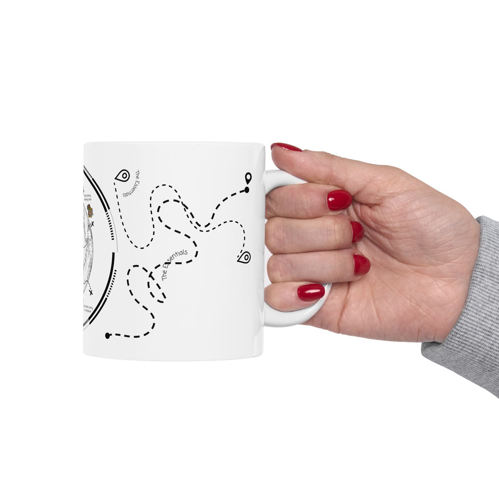 The Essentials Adventure Map #3 White Ceramic Mug — Nautical Compass Life & Treasure Trail Cup (11oz/15oz)