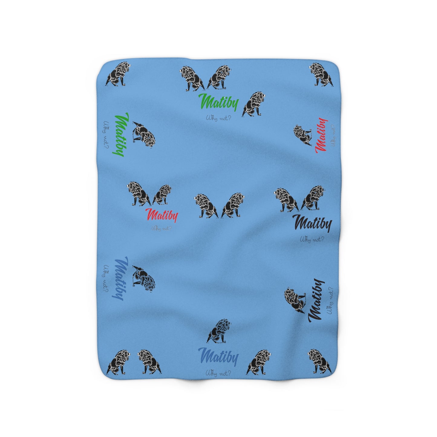 Matiby Lion Light Blue Sherpa Fleece Blanket