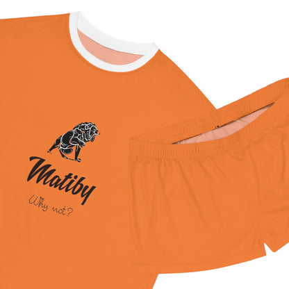 Matiby Lion Women's Orange Short Pajama Set (AOP)