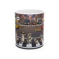 Raccoon Crosswalk White Ceramic Mug (11oz/15oz) – Cute Urban Wildlife Tea Cup